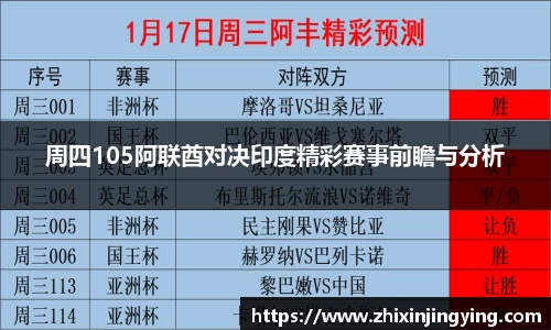 周四105阿联酋对决印度精彩赛事前瞻与分析